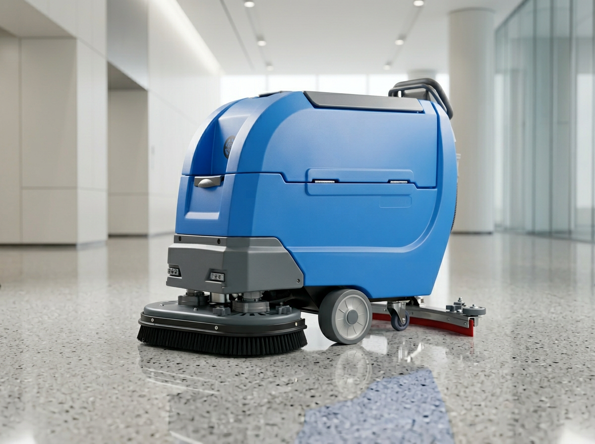 Smartech floor scrubber in service